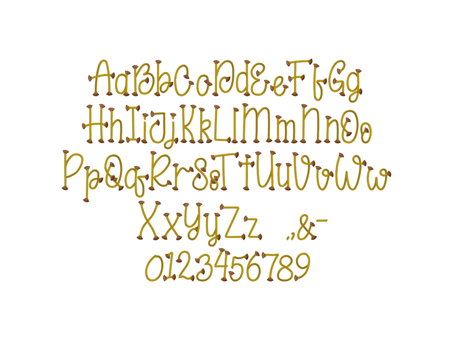 Fringed Rope Stitch Font Set of 2