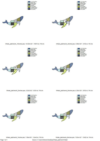 Patchwork Whale Sea Life ocean marine animal silhouette patterned