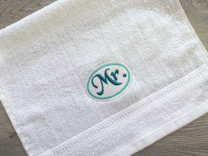 Embossed Towel Mr And Mrs Monogram