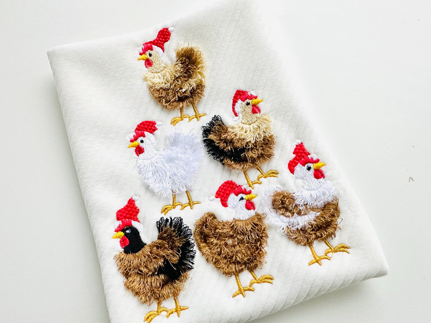 Fringed Christmas Chicken Flock with Santa Hat