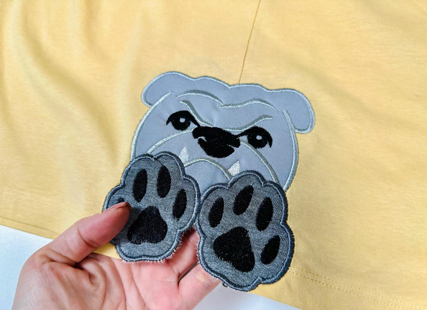 Bulldog and Paw Applique