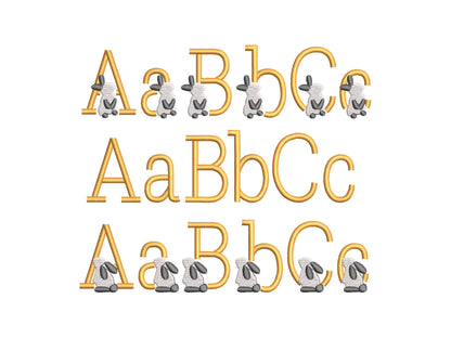Satin Stitch Bunny Font Set of 3