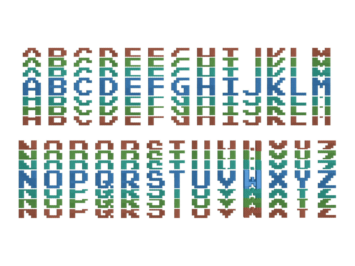 Pixel Miner Stacked Font Fill Stitch