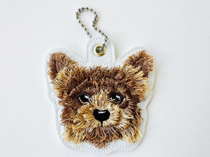 Fringed Dog Yorkie Puppy Keychain