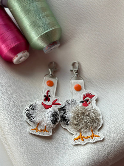 Fringed Chicken Keychain Set of 2
