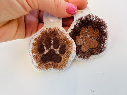 Fringed Dog Puppy Paw Keychain