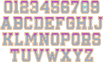 Iridescent 2-Color Sororities Varsity Greek Font Applique