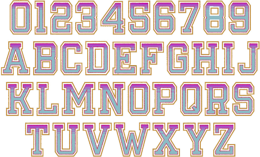 Iridescent 2-Color Sororities Varsity Greek Font Applique