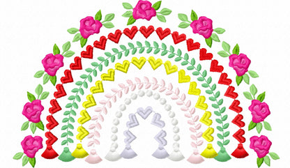 Boho Floral Rainbow with Fringed Tassels