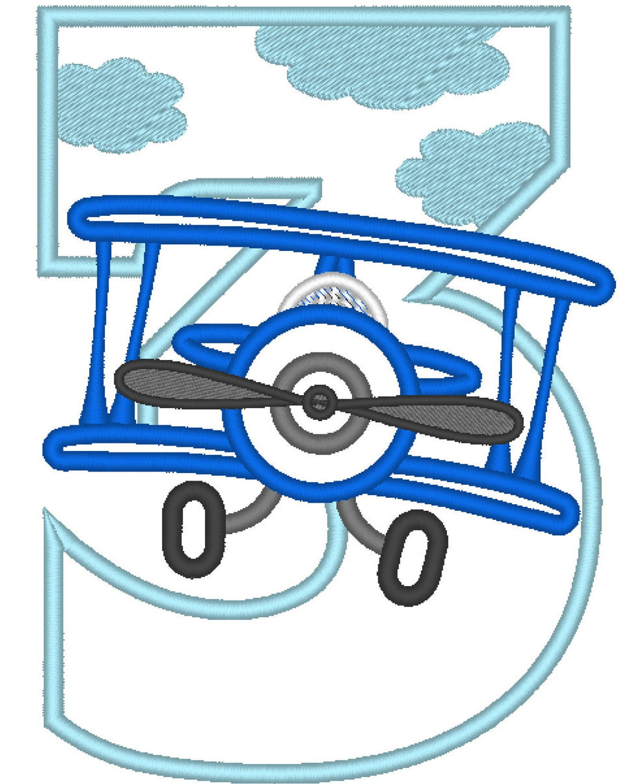 Airplane Cloud Birthday Number 3 Three