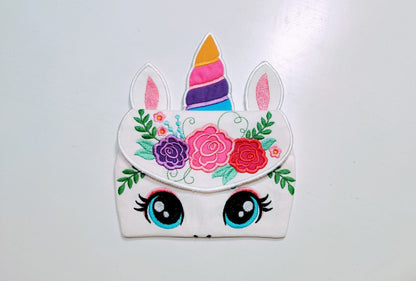 Floral Unicorn Zipper Bag ITH