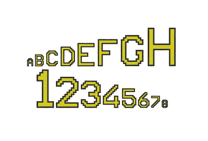 Miner Bricks Pixel Font Fill Stitch Font