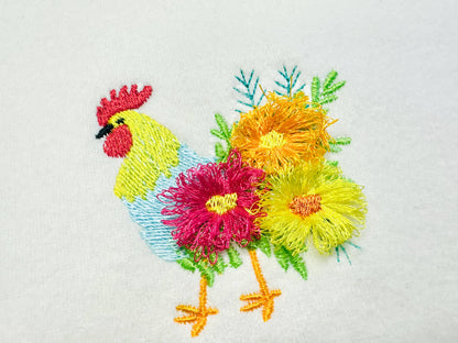 Mini Rooster Floral Fringed Tail
