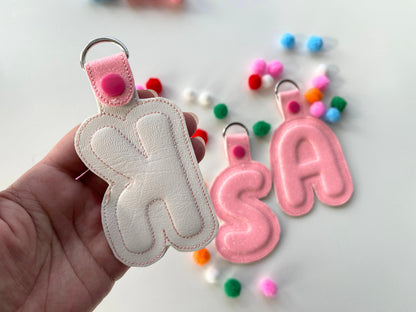 Puffy Puff Foam Bubble Monogram Keychain ITH