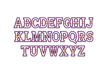 Striped FONT Applique Sports stripes alphabet monogram letters Block