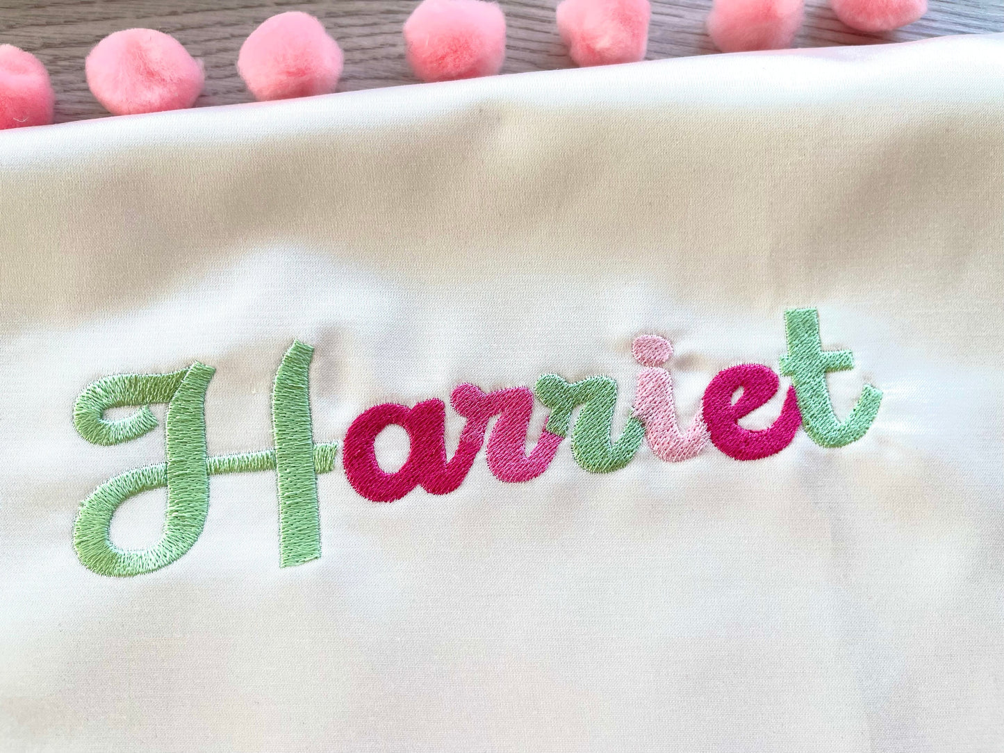 Fill stitch Harriet Font alphabet playful kids baby monogram name