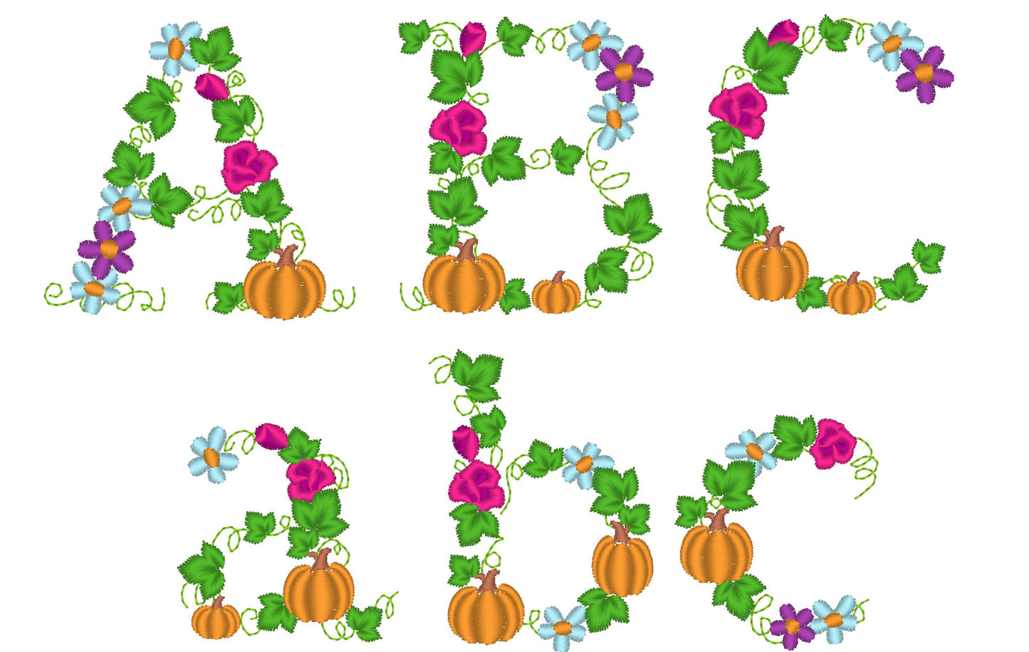 Fall Thanksgiving Pumpkin Floral Font