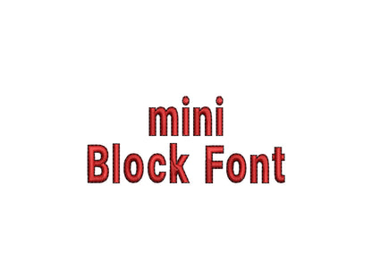 Mini Block FONT satin stitch and outline alphabet uppercase and