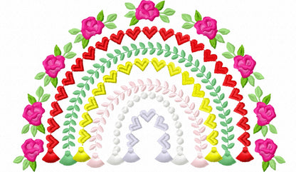 Boho Floral Rainbow with Fringed Tassels