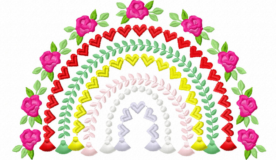 Boho Floral Rainbow with Fringed Tassels
