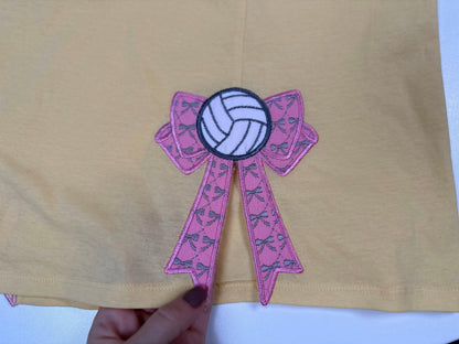 Volleyball Ball Split Side Seam Bow Applique