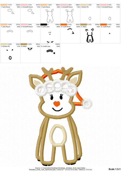 Christmas Reindeer Rudolph front and back, rear view, machine