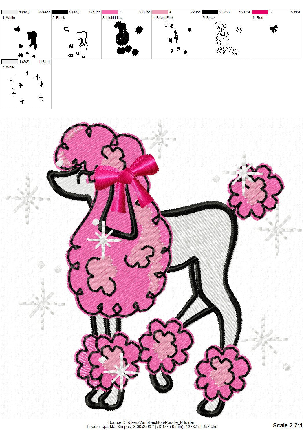 Girly Pink Poodle with Bow