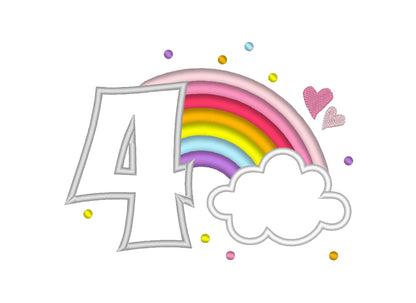 Cute Rainbow Birthday Number 4