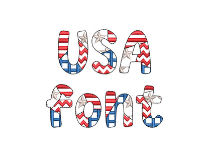 Patchwork Usa Flag Patterned Font
