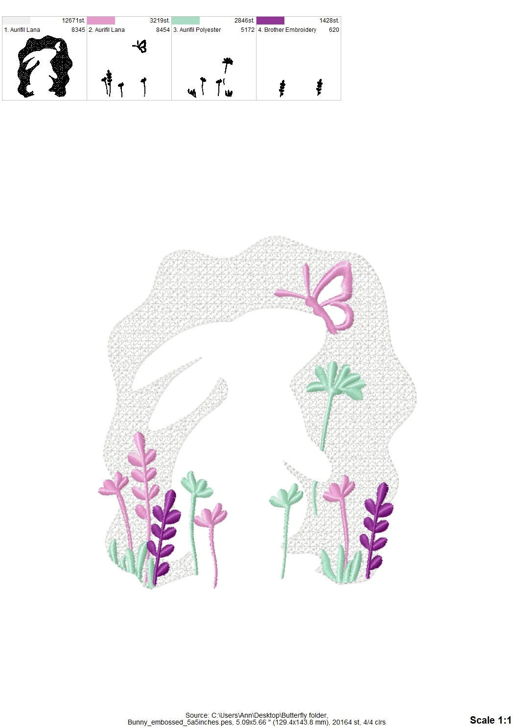 Embossed Floral Bunny