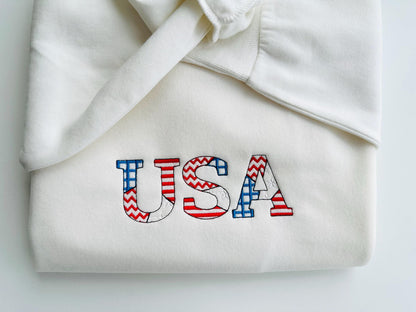 Patchwork Usa Flag Patterned Block Font