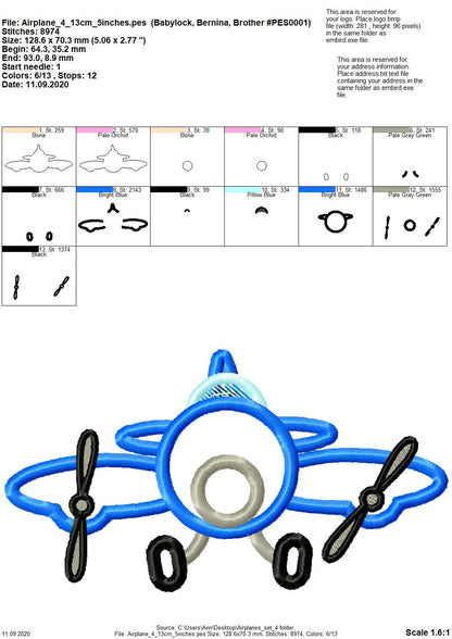 Airplane Applique Set of 4