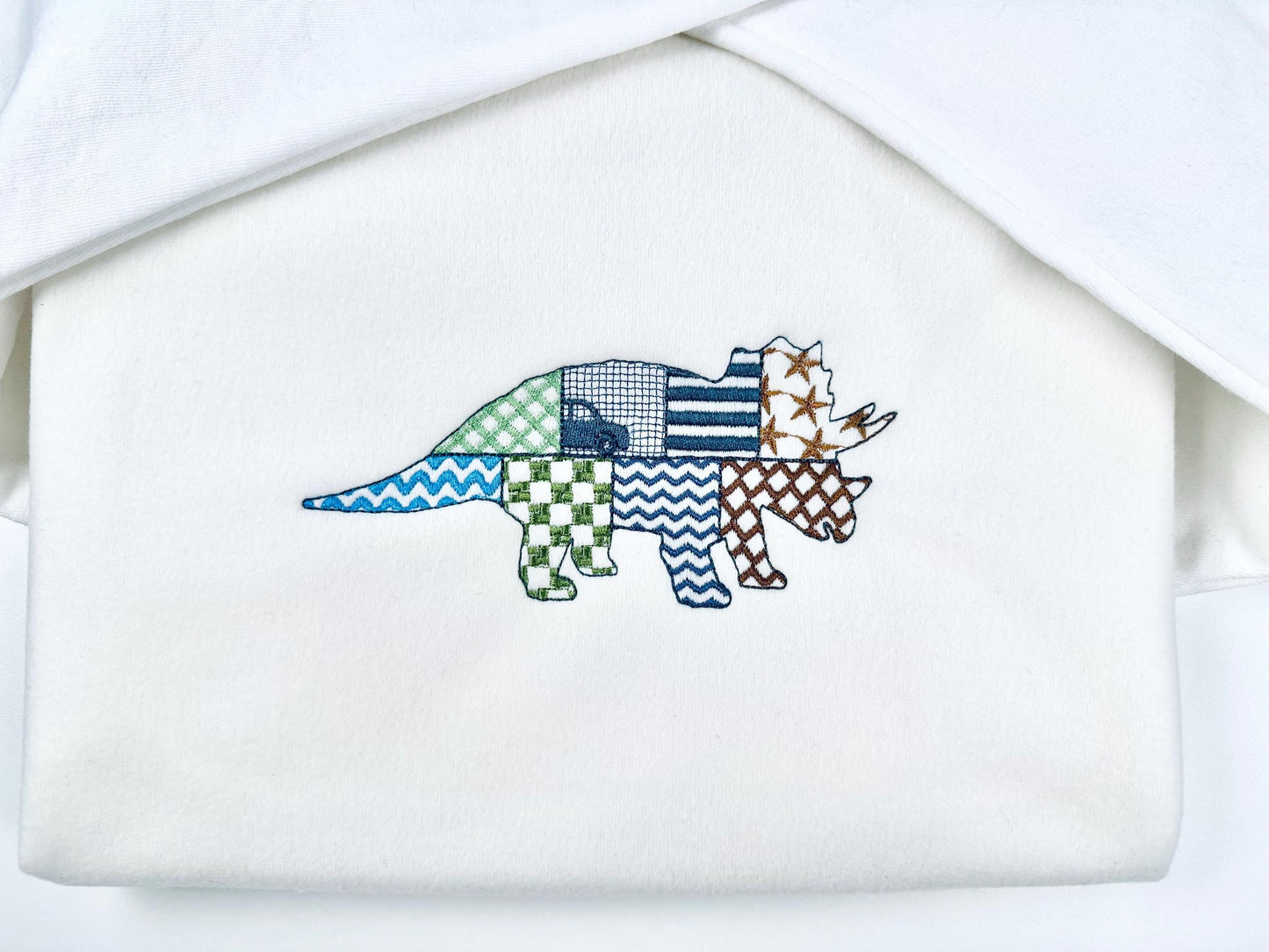 Patchwork Triceratops Dinosaur Jurassic animal Dino silhouette
