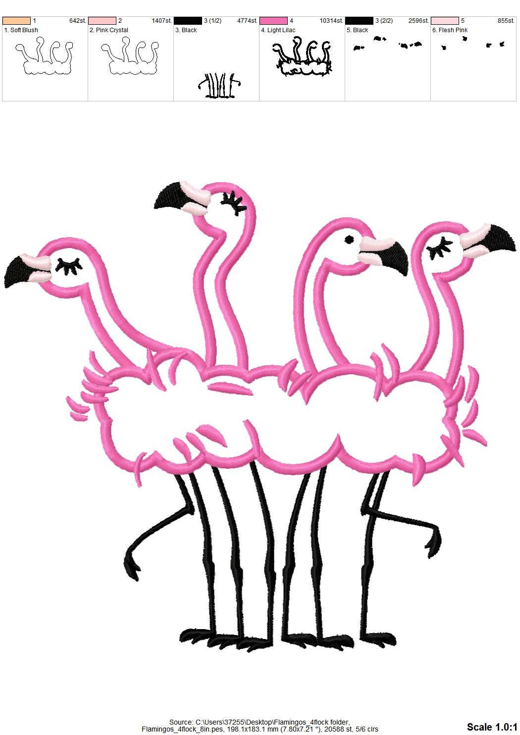 Flamingo Applique Flock of 4