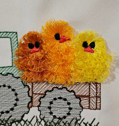 Easter Tractor with Fringed Chick