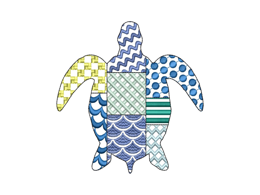 Patchwork Turtle patterned animal fish Tortoise Sea Turtle outline
