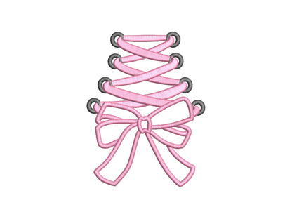 Girly Lace Up Bow Applique