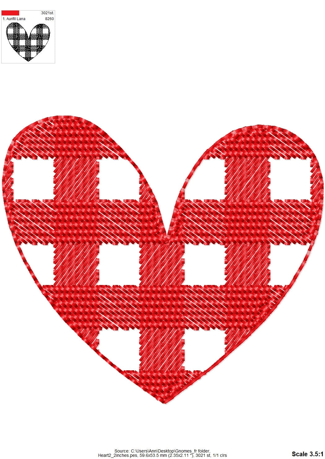 Single Gingham Tartan Valentine Heart