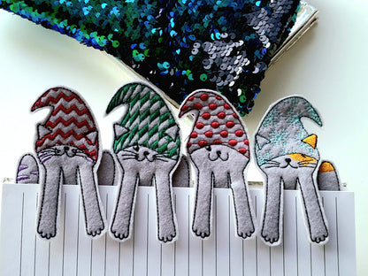 Christmas Gnome Cat Bookmark Set