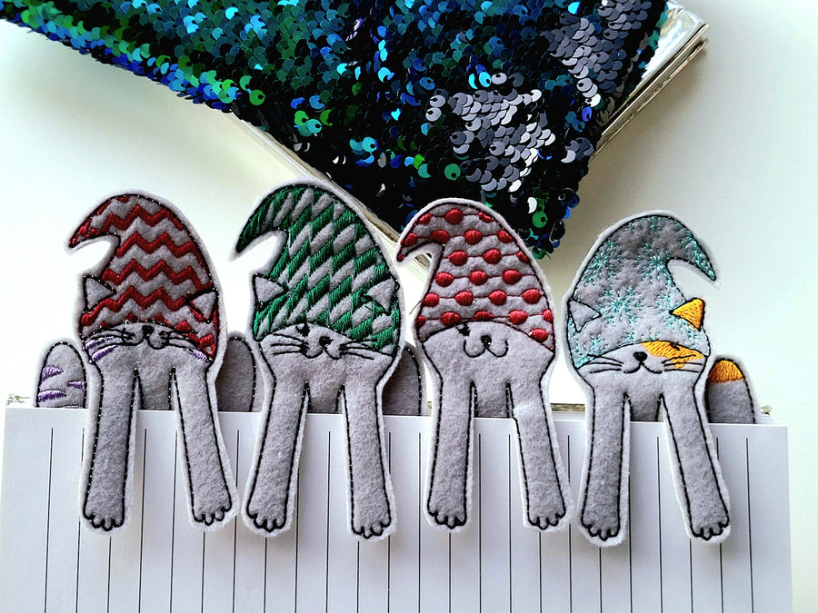 Christmas Gnome Cat Bookmark Set