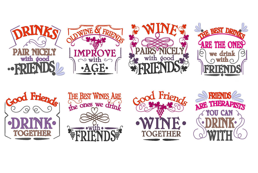 Wine Lovers Kitchen Towel Set of 8