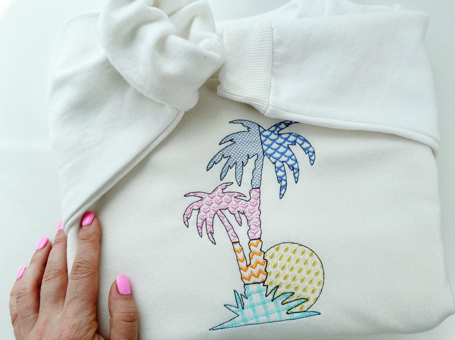 Patchwork Palm Tree silhouette outline patterned Palm summer beach