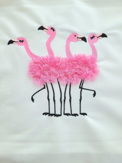 Fringed Fluffy Flamingo Flock of 4