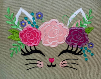 Kitty Face with Shabby Chic Rose Crown