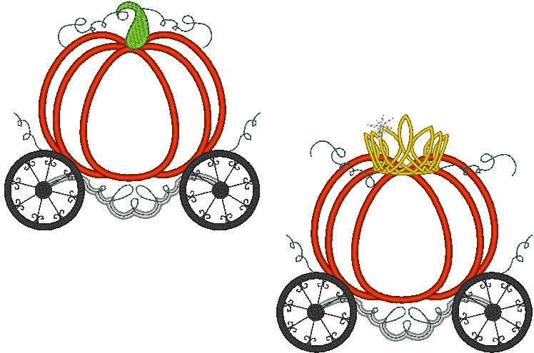 Princess Pumpkin Carriage Set of 2 Applique