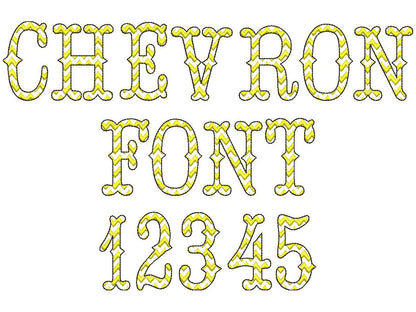 Chevron RIC RAC Western Font light sketch outline machine embroidery