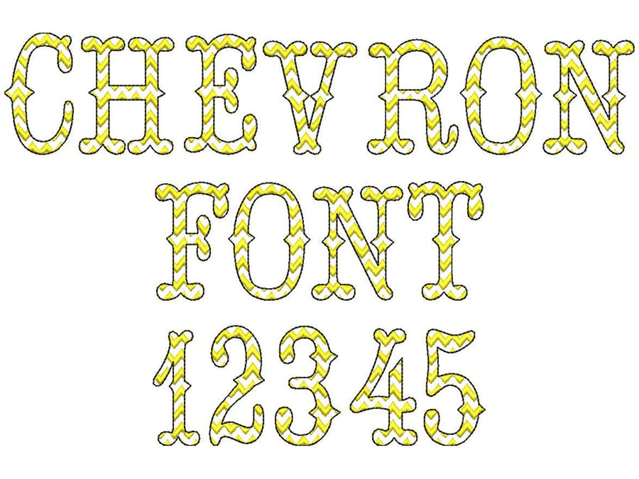 Chevron RIC RAC Western Font light sketch outline machine embroidery