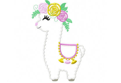 Little Baby Llama with Floral Crown Applique