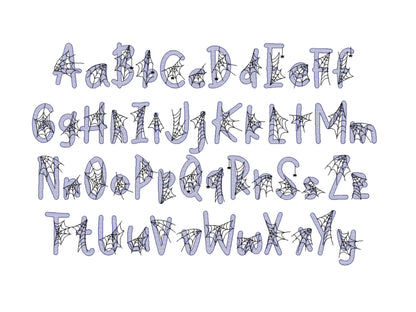 Spiderweb Font embroidery spider web alphabet Halloween cobweb spooky