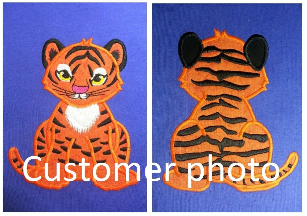 Tiger front and back machine embroidery applique designs